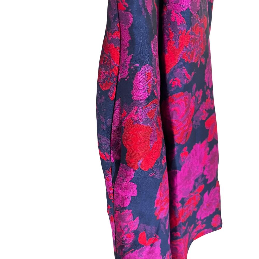 Adrianna Papell Dress Womens 14 Multicolor Floral Jacquard Hi Low Fit & Flare - Picture 8 of 11